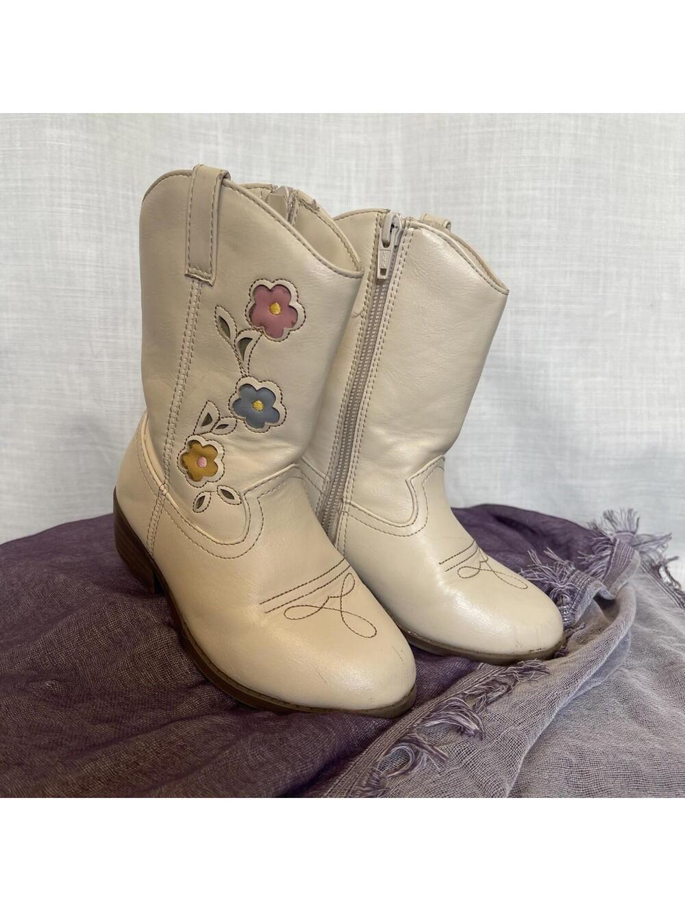 Gymboree Ivory  Floral Western  Cowboy Boot Girls Size 9